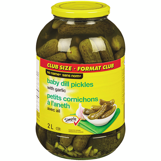 No Name Baby Dill Pickles with Garlic Club Size 2 l, $0.34/100ml