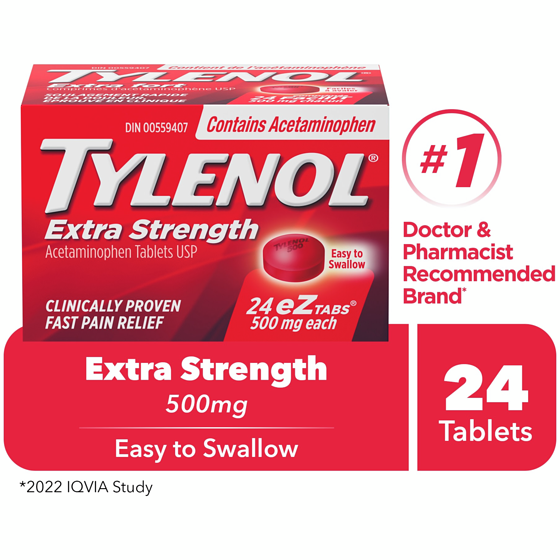 Tylenol 500 Mg EZ Tablets, Extra Strength 24 ea, $0.29/1ea