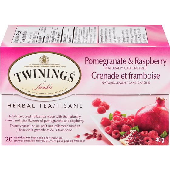 Twinings Tisane grenade et framboise 20 ea, 0,30 $/1ch