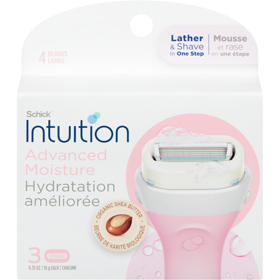 Schick Cartouches de lames Schick Intuition Hydratation améliorée avec beurre de karité, 3u 3 ea, 5,50 $/1ch