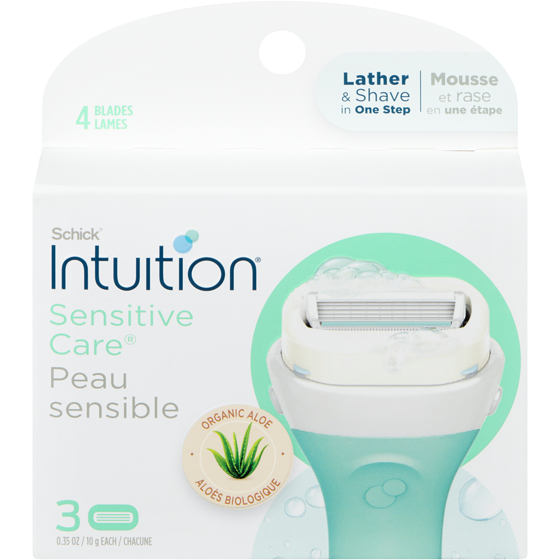 Schick Cartouches de lames Schick Intuition Naturals Sensitive Care avec vitamine E et aloès, 3u 3 ea, 5,50 $/1ch