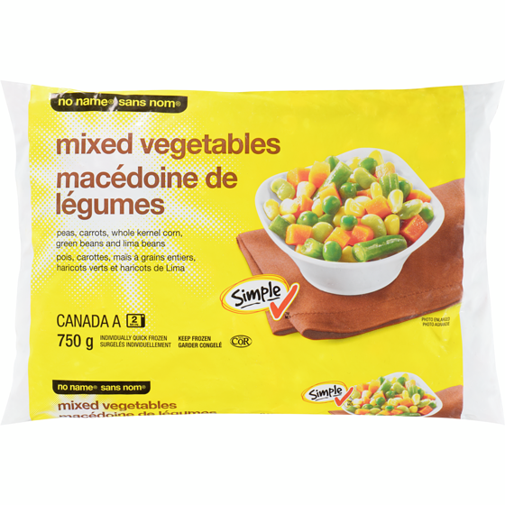Sans Nom Macédoine de légumes 750 g, 0,45 $/100g