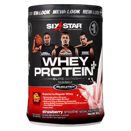 Six Star Whey Protein, Strawberry Cream Smoothie 907 g, $3.97/100g