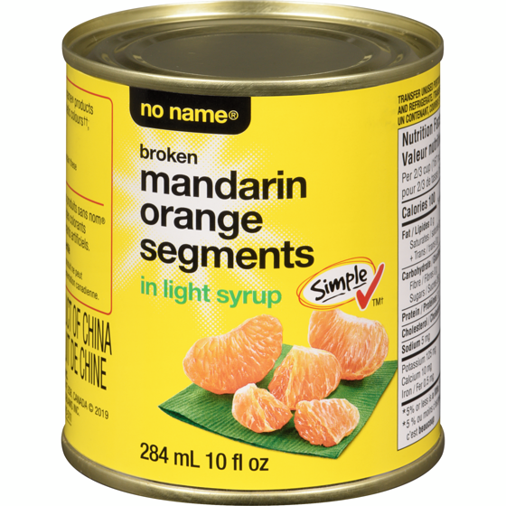 No Name Broken Mandarin Orange Segments in Light Syrup 284 ml, $0.63/100ml