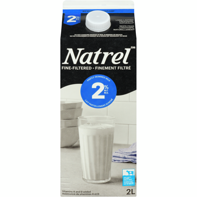 Natrel Lait finement filtré 2 % 2 l, 0,24 $/100ml