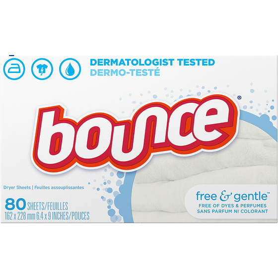 Bounce Free & Gentle Fabric Softener Dryer Sheets, 80 Sheets 1 ea, $0.07/1ea