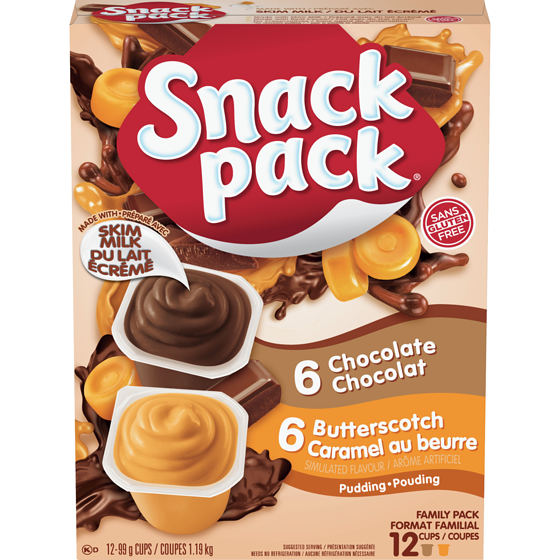 Hunt's Snackpack, Chocolate & Butterscotch 12x99.0 g, $0.36/100g