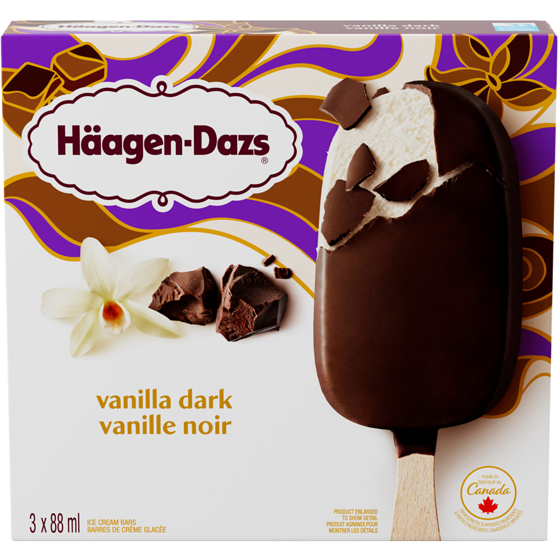 Haagen Dazs Vanilla Dark Ice Cream Bars 3x88.0 ml, $2.08/100ml
