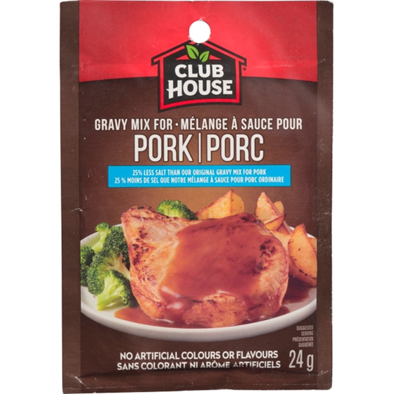 Club House Pork Gravy Mix 25% Less Salt 24 g, $10.37/100g