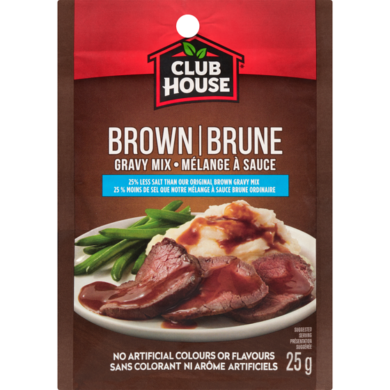 Club House Brown, 25% Less Salt Gravy Mix 25 g, $4.00/100g