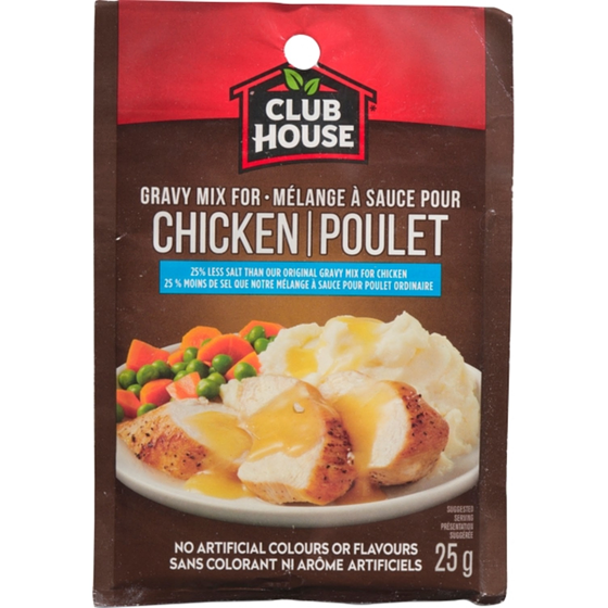 Club House Chicken, 25% Less Salt Gravy Mix 25 g, $4.00/100g