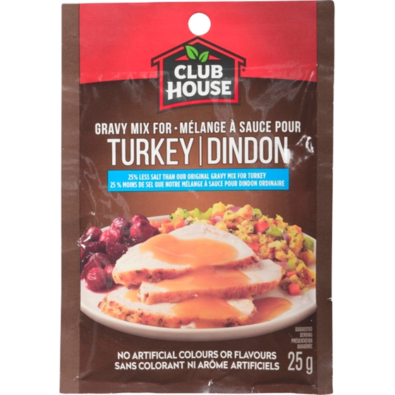 Club House Turkey, 25% Less Salt Gravy Mix 25 g, $9.56/100g