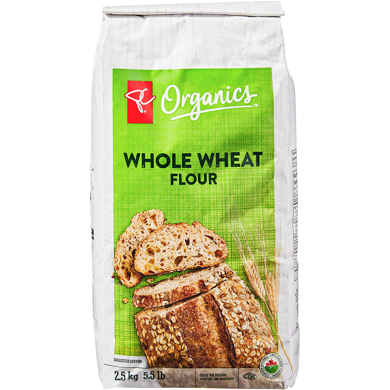 PC Organics Organic Flour, Whole Wheat 2.5 kg, $0.32/100g