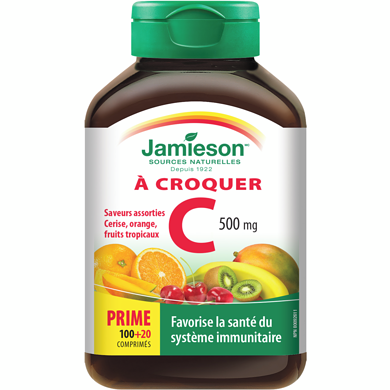 Jamieson Vitamine C à croquer 500 mg - 3 saveurs assorties 120 ea, 0,05 $/1ch