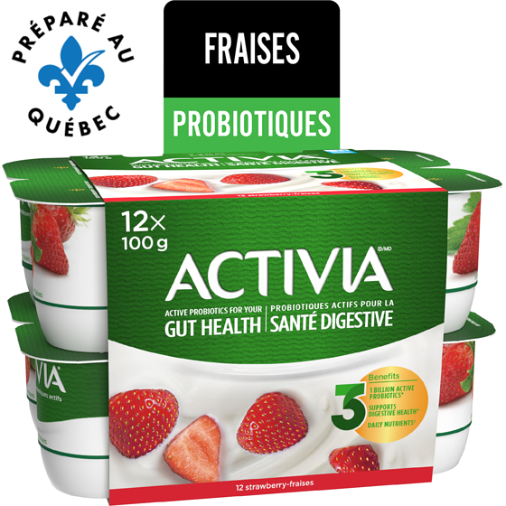 Activia Yogourt probiotique, saveur fraise 12x100.0 g, 0,57 $/100g