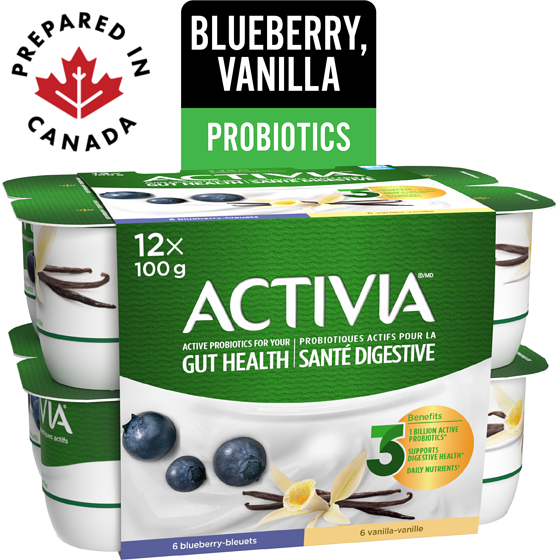Activia Probiotic Yogurt, Vanilla/Blueberry 12x100.0 g, $0.56/100g
