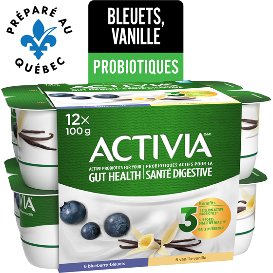 Activia Yogourt probiotique, bleuets et vanille 12x100.0 g, 0,57 $/100g