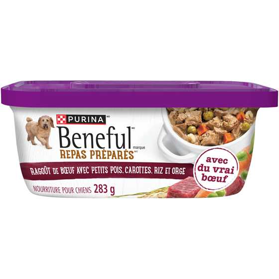 Purina Beneful ragoût de bœuf avec petits pois, carottes, riz et orge, nourriture humide pour chiens 283 g, 0,71 $/100g