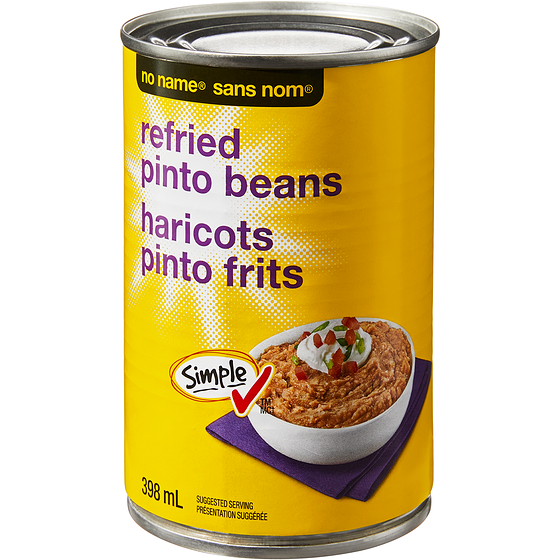 No Name Refried Pinto Beans  398 ml, $0.83/100ml