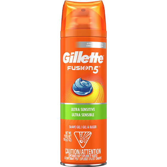 Gillette Gel à raser Peau sensible pour hommes, gel à raser avec huile d’amande 198 g, 3,28 $/100g