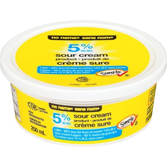 No Name Light 5% M.F. Sour Cream  250 ml, $1.12/100ml