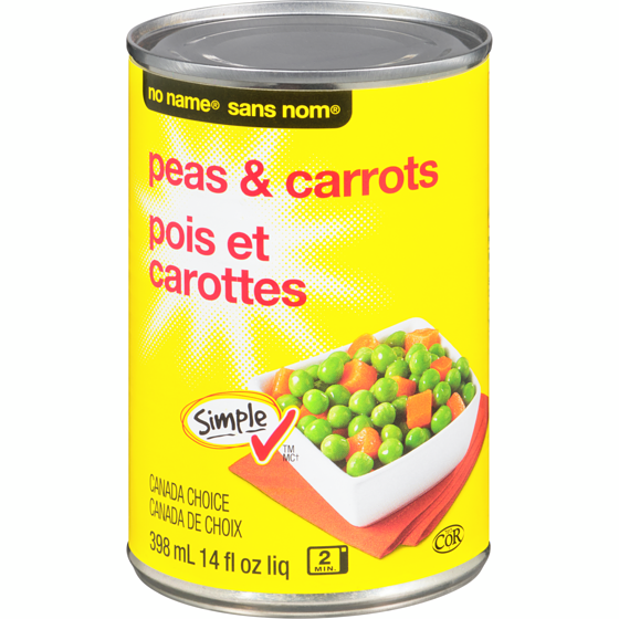No Name Peas & Carrots 398 ml, $0.33/100ml