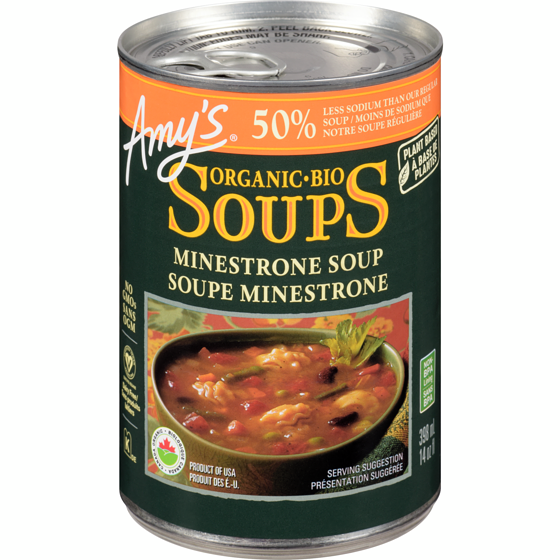 Amys Lower In Sodium Organic Soup, Minestrone 398 ml, $1.51/100ml