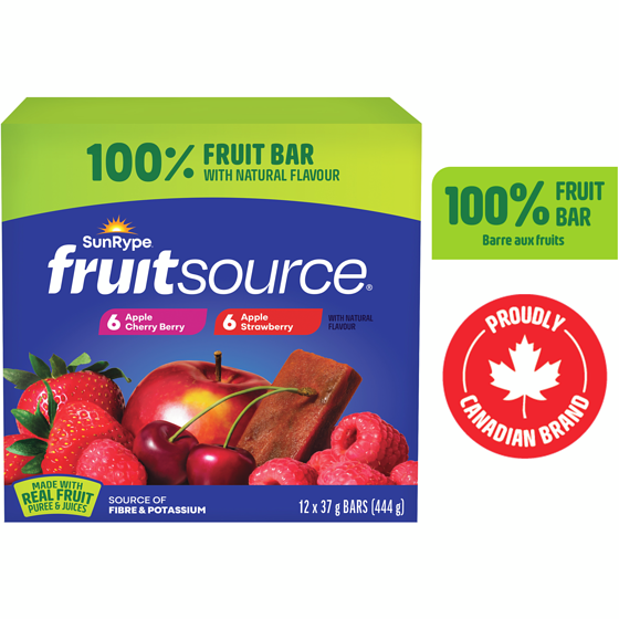 SunRype 100% Fruit Bar Pack 12x37.0 g, $2.82/100g