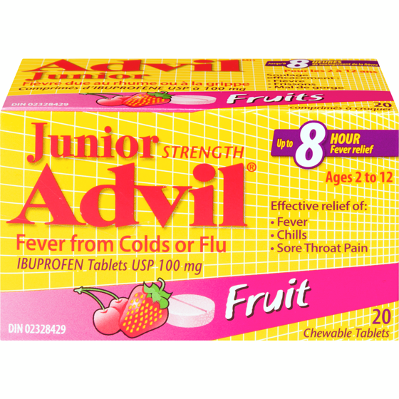 Advil Junior Strength Fever From Cold Or Flu Chewable Tablets, Fruit Flavour, 20 Count 20 ea, $0.60/1ea