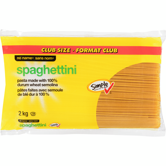 No Name Spaghettini 2 kg, $0.22/100g