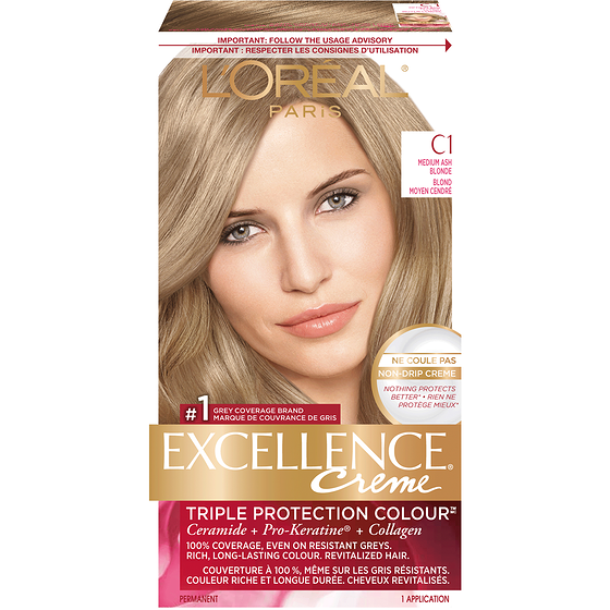 L'Oreal Paris Excellence Crème Hair Dye, Permanent Hair Color C1 Medium Ash Blonde 1 ea, $16.99/1ea