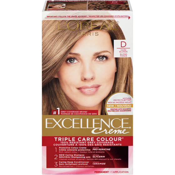 L'Oreal Paris Excellence Crème Hair Dye, Permanent Hair Color D Dark Blonde 1 ea, $17.49/1ea