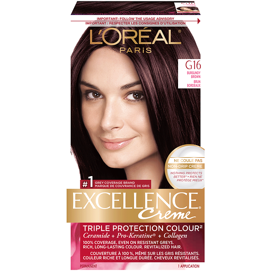 L'Oreal Paris Excellence Crème Hair Dye, Permanent Hair Color G16 Burngundy Brown 1 ea, $16.99/1ea