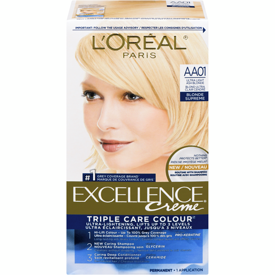 L'Oreal Paris Excellence Crème Hair Dye, Permanent Hair Color AA01 Ultra Light Ash Blonde 1 ea, $15.99/1ea