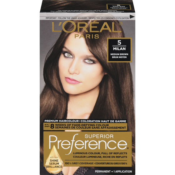 L'Oreal Paris Superior Préférence Permanent Hair Color Medium Brown 1 ea, $13.00/1ea