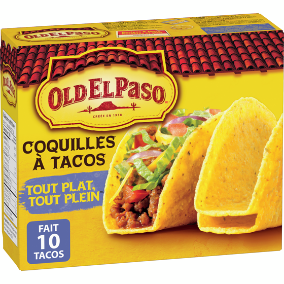 Old El Paso Taco Tout Plein, Tout Plat, Sans gluten, 10 unités 133 g, 3,38 $/100g