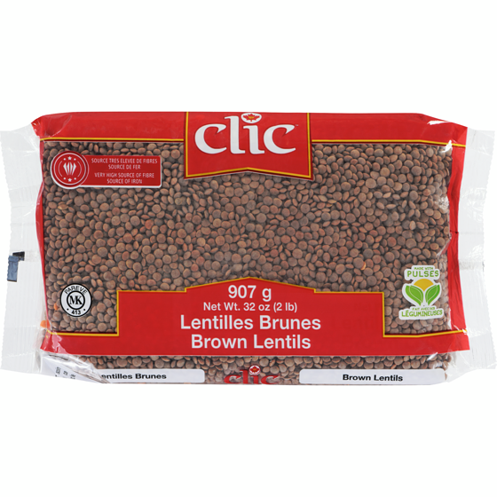 Clic Lentilles brunes 907 g, 0,27 $/100g