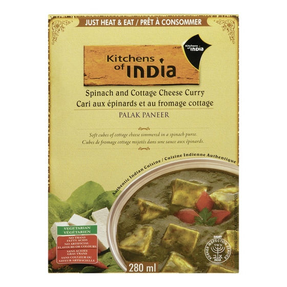 Kitchens of India Palak Paneer Spinach Cottage Cheese Curry 280 ml, $1.96/100ml
