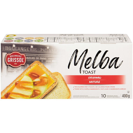 Grissol Melba Toast Original 400 g, $1.57/100g