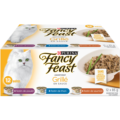 Purina Fancy Feast Assortiment Grillé, Nourriture Humide pour Chats 85 g 12x85.0 g, 1,27 $/100g