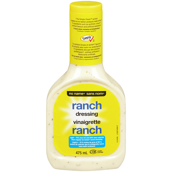Sans Nom Vinaigrette Ranch légère 475 ml, 0,84 $/100ml