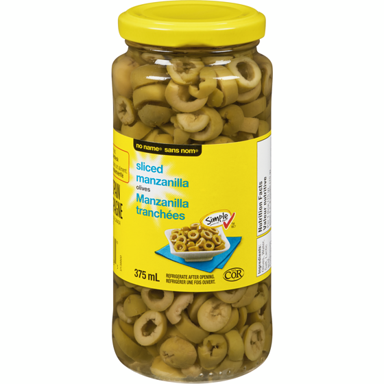 Sans Nom Olives manzanilla tranchées 375 ml, 0,80 $/100ml