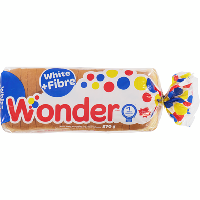 Wonder Pain blanc avec fibres 570 g, 0,61 $/100g
