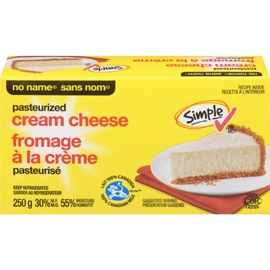 No Name Pasteurized Cream Cheese 250 g, $1.80/100g
