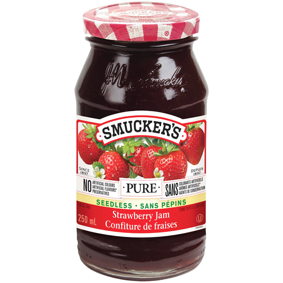 Smuckers Pure Seedless Strawberry Jam 250 ml, $2.20/100ml