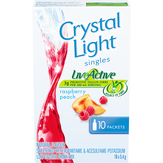 Crystal Light Cristal Léger Individuels, Framboise Pêche 54 g, 8,87 $/100g