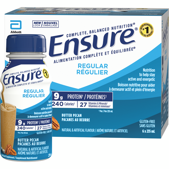 Ensure Regular Nutritional Supplement Shake, Butter Pecan Bottles 6x235.0 ml, $0.85/100ml