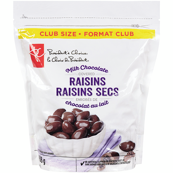 President's Choice Milk Chocolate Covered Raisins 908 g, $1.87/100g