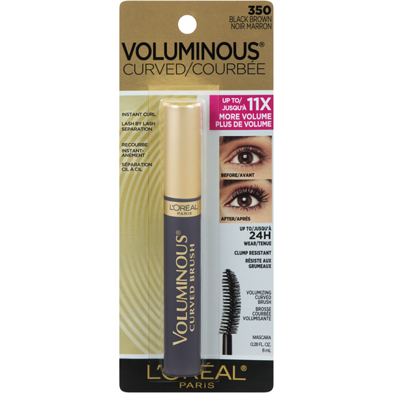 L'Oreal Paris Voluminous Curved Brush Mascara, Black Brown 350 8 ml, $131.13/100ml
