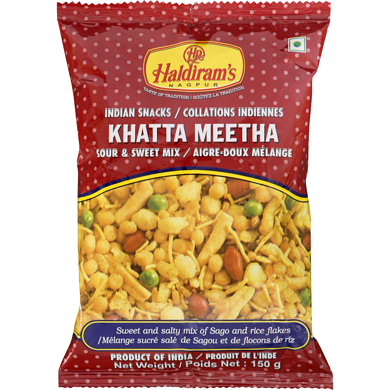 Haldiram’s Grignotine Khatta Meetha 150 g, 0,85 $/100g